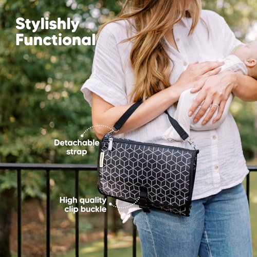 KeaBabies Portable Diaper Changing Pad, Travel, Car - Large Waterproof Baby Changing Mat, Wipeable, Padded, On The Go Travel Diaper Clutch Bag, Easy to Use Pockets for Newborn Essentials (Woodland) - color: Woodland