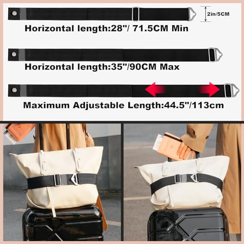TOOVREN 2-in-1 Travel Belt for Luggage Straps Add a Bag Bungees Luggage Strap Over Handle Suitcases Belt for Carry On Bag Elastic Belt Adjustable Suitcase Strap Airport Travel Accessories Black - color: Black