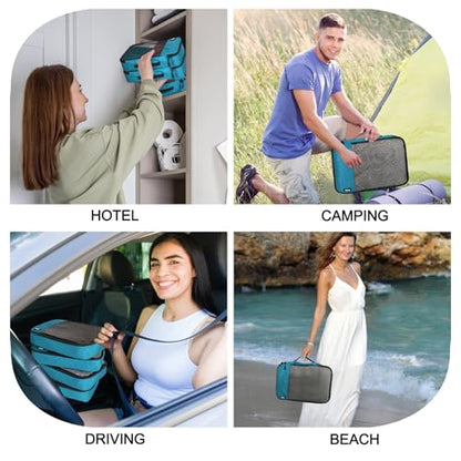 Packing Cubes for Travel Essentials,4 Set Packing Cubes for Suitcases,Lightweight Mesh Luggage Organizer Bag,Blue - color: Blue