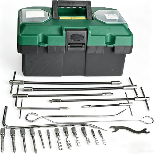 23pcs Packing Puller Kit, Stainless Steel Gland Packing Extractor Set with Flexible Shafts & Corkscrew Pulling Hooks for Valve Maintenance Industrial Seal Removal Tools with Toolbox, Removable Tips