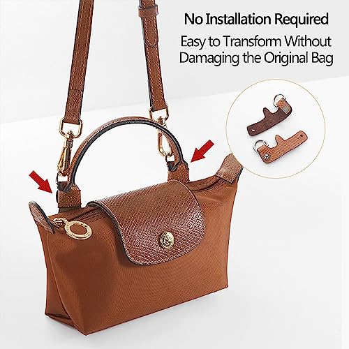 Chispee Leather Shoulder Strap Replacement Set, Adjustable Purse Strap Extender for Crossbody Bag Conversion - color: Brown Silver--b