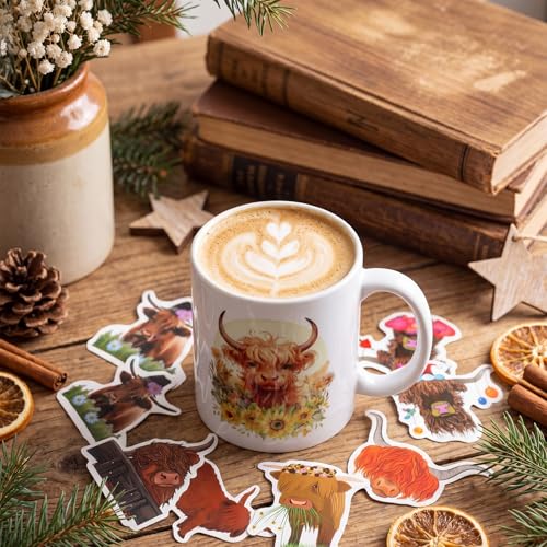 Honeydak Highland Cow Gifts Set for Women Highland Cow Stuff Themed Gifts Include Box Makeup Bag Socks Keychain Mug Stickers Scented Candle for Lover Birthday - style: Highland Cow