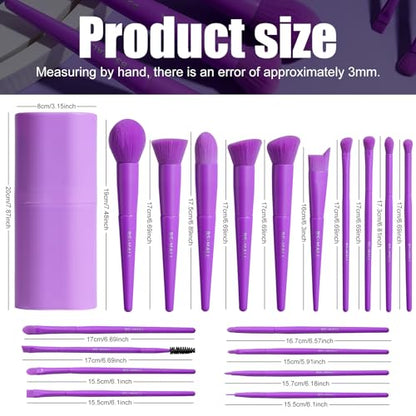 BS-MALL Makeup Brush Set 18 Pcs Premium Synthetic Foundation Powder Concealers Eye shadows Blush Makeup Brushes with Case (Purple) - color: Purple