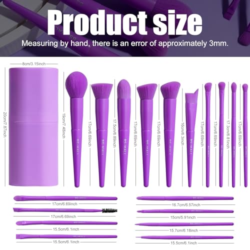 BS-MALL Makeup Brush Set 18 Pcs Premium Synthetic Foundation Powder Concealers Eye shadows Blush Makeup Brushes with Case (Purple) - color: Purple