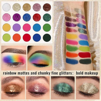 UCANBE Eyeshadow Makeup Palette 86 Colors, Matte Black Grey Silver Smokey Goth Eye Shadows+Chunky Pressed Glitters+Bright Colorful Neon Shades+Rosy Rusty Neutrals for Every Day & Halloween Make Up - color: Palette C