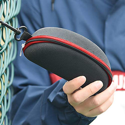 3 Pack Zipper Shell Eyeglasses and Sunglasses Case with Plastic Carabiner Hook - color: Red