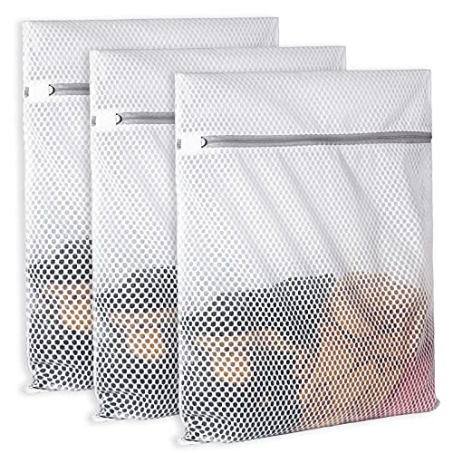 SUERIV 3Pcs Durable Honeycomb Mesh Laundry Bags for Delicates 125gsm Net Fabric Durable and Reusable Delicate Wash Bag,Organization Bag for Lingerie,Sock,12 x 16 Inches(3 Medium) - size: Set of 3 Medium