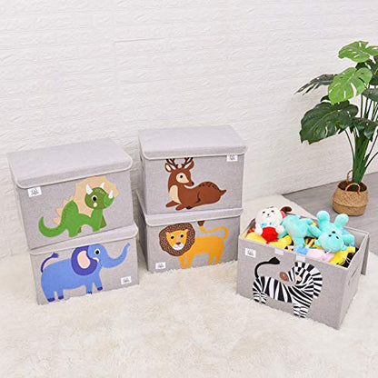 Foldable Large Kids Toy Chest with Flip-Top Lid, Collapsible Fabric Animal Toy Storage Organizer/Bin/Box/Basket/Trunk for Toddler, Children and Baby Nursery (Elephant) - color: Elephant