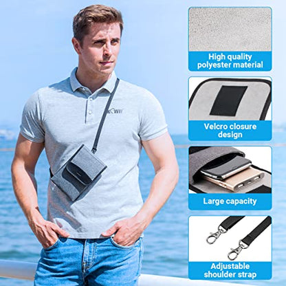 KIWIFOTOS Travel Cell Phone Pouch Crossbody Bag with Strap for iPhone 17 16 15 14 Pro Max S26 S25 Ultar Walking Passport Holder Neck Phone Holster Carrying Cases - color: Grey, Single Layer