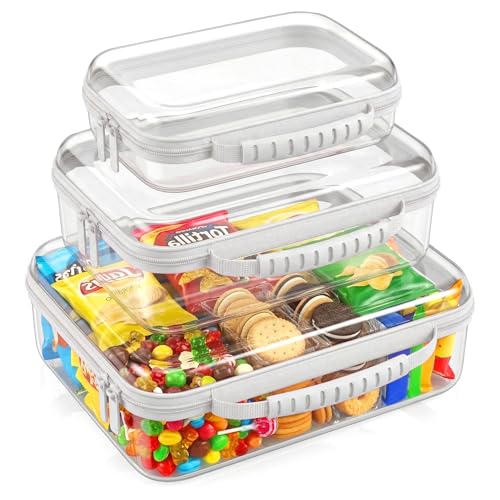 Large Toy Storage Bags with Handle,Clear Hard Shell Zipper Case, 3 Pcs Travel Toiletry Bag,Waterproof toys storage and Organizer Bags for Puzzles,Diapers,Cosmetics,Reusable Organizer Pouch (White1) - color: White1