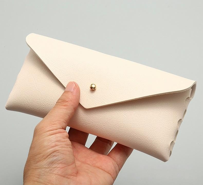 Portable Leather Glasses Case Anti-pressure Glasses Bag Coin Purse Storage Bag Suitable for Men and Women - color: Black and White Set of Two (Buttons)