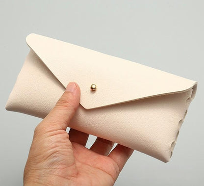 Portable Leather Glasses Case Anti-pressure Glasses Bag Coin Purse Storage Bag Suitable for Men and Women - color: Black and White Set of Two (Buttons)
