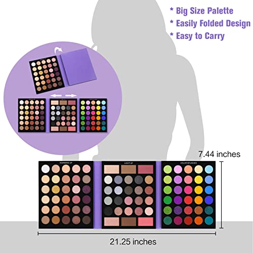 UCANBE Pretty All Set Eyeshadow Palette Pro 86 Colors Makeup Kit Matte Shimmer Eye Shadow Highlighters Contour Blush Powder All In One Makeup Pallet Holiday Christmas Valentine's Day Gift Set - color: Palette B