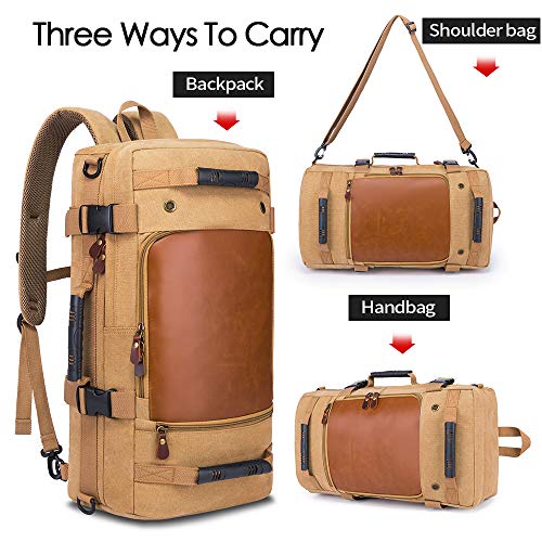 KAKA Wear-resistant Durable Backpack,Duffle Bag Travel Carry On Backpack - color: Khaki(weekender)