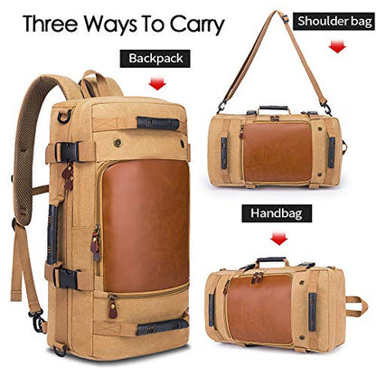 KAKA Wear-resistant Durable Backpack,Duffle Bag Travel Carry On Backpack - color: Khaki(weekender)