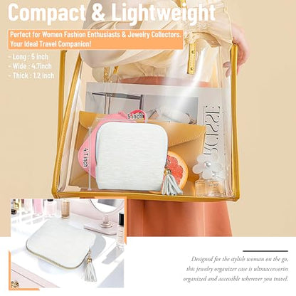 LOTOFUN Small Travel Jewelry Case: 5-Layer Individual Pouch Soft Velvet Bag Organizer With Zipper For Bracelets Bangles Protect From Tangle Scratch For Travelers Fashion Enthusiasts(Cream White) - color: Cream White