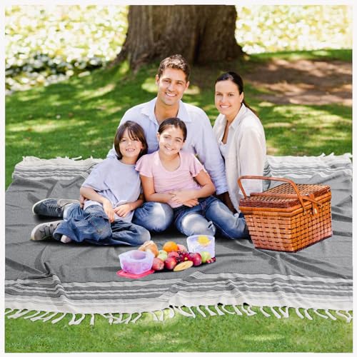 Large Soft Picnic Blanket Outdoor Law Grass Mat Park Car Travel Europe Mexico Trip Beach Towel Outside Summer Vacation Stuff Accessories Road Trip Essential Camping Gear Ship Cruise Gear Must Haves - color: Black, size: Giant Large 82''x88''