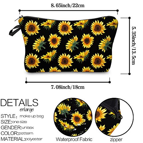 Deanfun Cosmetic Bag for Women, Sunflower Flowers Waterproof Makeup Bags Roomy Toiletry Pouch Travel Accessories Gifts 52355 - color: 52355