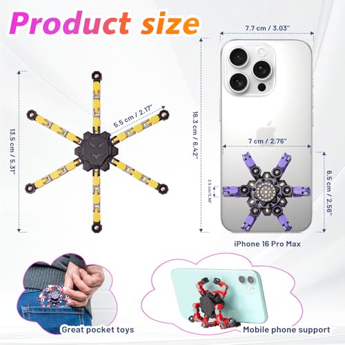 Gokeey Transformable Fidget Spinners Toys 4 Pcs for Kids and Adults Stress Relief Sensory Toys for Boys and Girls Age 8-13 Fingertip Gyros Party Favors Birthday Gifts for Teens Road Trip Travel Toy - style: fidget toys 4pc