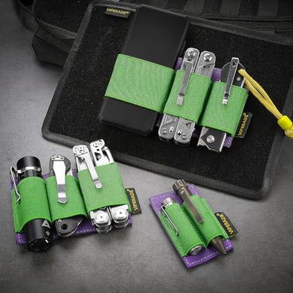 VIPERADE PL6 Tactical Modular EDC Organizer, Elastic Insert Pouch Panel with Hook Backed Accessories Holder, Attachment for Backpack, Tactical Vest, Bag - color: Green Purple, S