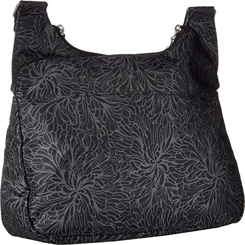 Baggallini Crossbody Travel Bag 11x8.5 Lightweight Water-resistant Nylon Handbag - color: Midnight Blossom Print