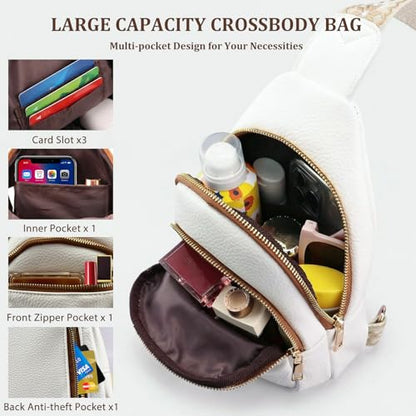 Crossbody Bags for Women Sling Bag Anniversary Birthday Gifts for Girlfriend Wife Her Fanny Pack Chest Anti Theft Purse Christmas Small Gifts for Mom Secret Santa Gift Ideas Mothers Day - color: White
