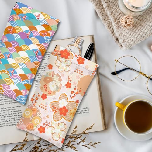 Eyeglasses Sunglasses Case PU Soft Squeeze Top Glasses Pouch for Women Men,Floral Pattern Portable Anti Scratch - color: Pink+yellow