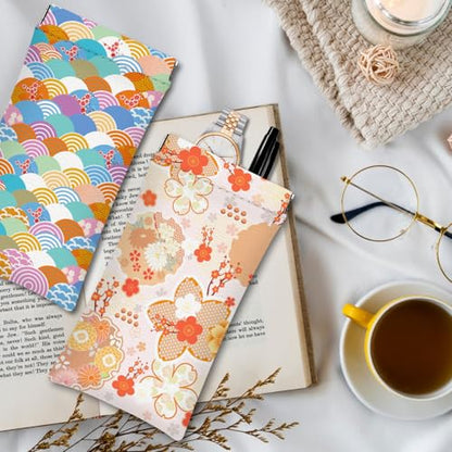 Eyeglasses Sunglasses Case PU Soft Squeeze Top Glasses Pouch for Women Men,Floral Pattern Portable Anti Scratch - color: Pink+yellow