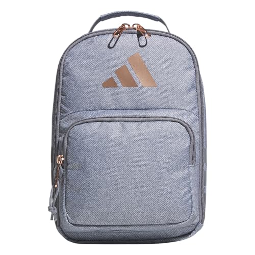 adidas Kids Santiago Lunch Bag – Insulated Cooler Lunchbox for Girls & Boys, 8L - color: Woodland Essential Camo Grey Six/Black/Better Scarlet/4