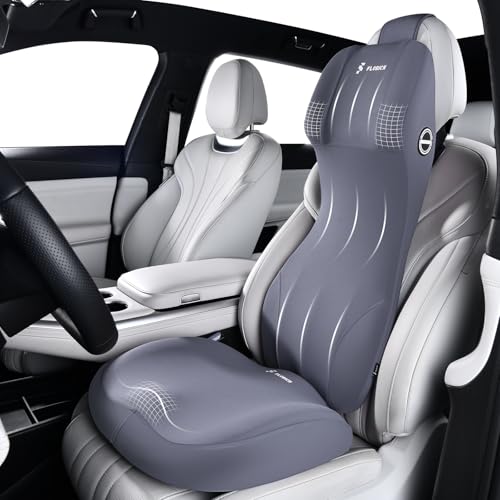 FLORICH Ergonomic Car Seat Cushion and 2-in-1 Lumbar Support Pillow Headrest Memory Foam Car Cushion Back Support Neck Pillow Driving Lumbar Seat Cushion for Truck Driver Sciatica Pain Relief, Blue - color: Blue, size: Seat Cushion + 2-in-1 Lumbar&headres