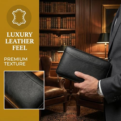 Travel Cigar Humidor Case Cigar Cutter and Lighter Set Cedar Wood Lined PU Leather Cigar Travel Case V Cut Cigar Cutter Cigar Punch Holds 6 Cigars No Butane in Lighter, Minor Works, Black