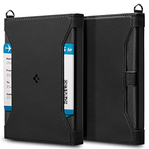 Spigen Life for Passport Card Cover Holder with RFID Blocking Technology Wallet Travel Documents Organizer Protector Accessories, SIM Card Pin Included - color: Black