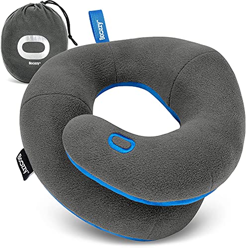 BCOZZY Kids Travel Neck Pillow (8-12 Y/O) – Patented Soft Child Pillow for Head & Chin Support in Car, Airplane, and Road Trip Sleeping. Adjustable Size. Carry Bag. Fully Washable. Medium, Gray - color: Gray, size: Medium (Kids 8-12 Y/O)
