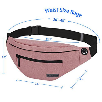 MAXTOP Large Crossbody Fanny Pack with 4-Zipper Pockets,Gifts for Enjoy Sports Festival Workout Traveling Running Casual Hands-Free Wallets Waist Pack Phone Bag Carrying All Phones - color: New Pink, style: Large Fanny Pack(4 Zipper Pockets)