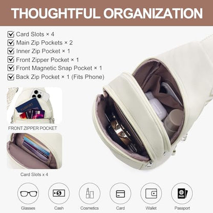 Small Sling Bag for Women, Puffer Crossbody Bag Anti Theft Travel RFID Purses Fanny Packs for Travel Hiking - color: Beige
