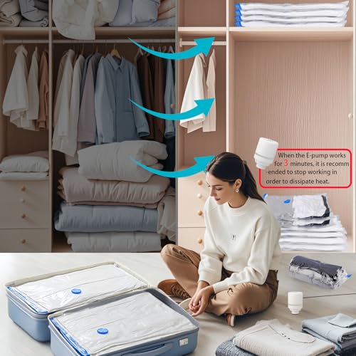 20 Pack Vacuum Storage Bags with Electric Pump, Compression Space Saver Vacuum Seal Bags 4 Jumbo/4 Large/4 Medium/4 Small/4 Roll Up Bags for Clothing Travel Comforters Blankets Pillows Bedding Duvets - color: Electric Pump