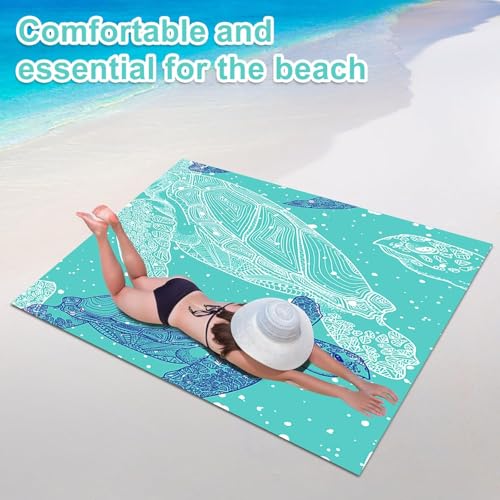 Packable Waterproof Picnic Blanket, Waterproof Beach Blanket Sandproof with Stakes, Large Foldable Beach Blanket Waterproof Sandproof, Sand Free Waterproof Beach Mat, 79x83 Inches