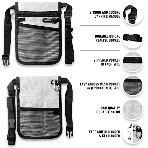 ASA TECHMED Nurse Utility Belt – Complete Medical Belt Utility Kit, Pro Pack Pocket Organizer Pouch Hip Bag for EMT, CNA, NP, PA, Student, White - color: White