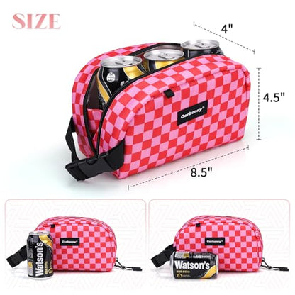 Cerbonny Small Cooler Bag Freezable Lunch Bag for Work School Travel, Leak-proof, Insulated, Waterproof, Portable, Pink Checkerboard - color: Pink Checkered