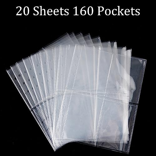 Clear Double-Sided Inner Pages for Jewelry Storage Book 6 Ring Binder 20 Sheets 160 Pockets Photocard Protector - color: Clear - Inner Pages (4 Slots + 20 Sheets)