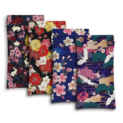 Eyeglasses Sunglasses Case PU Soft Squeeze Top Glasses Pouch for Women Men,Floral Pattern Portable Anti Scratch - color: Blue and Pink