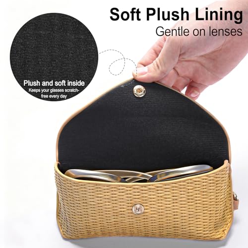 RayLove Glasses Case Hard Shell, Portable Sunglasses case Travel Protection Glasses Case, Reading Glasses Case for Women Men - color: Woven, Mocha