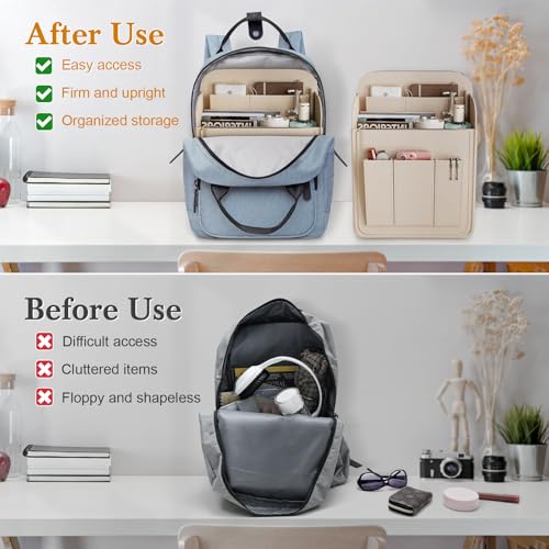 Backpack Organizer Insert, Felt Bag Organizer for Rucksack Shoulder - color: Beige, size: XS