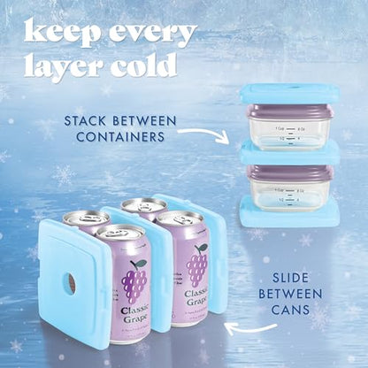 Cool Coolers By Fit & Fresh 4 Pack Slim Ice Packs, Quick Freeze Space Saving Reusable Ice Packs for Lunch Boxes or Coolers, Blue - color: Blue (4 Pack)
