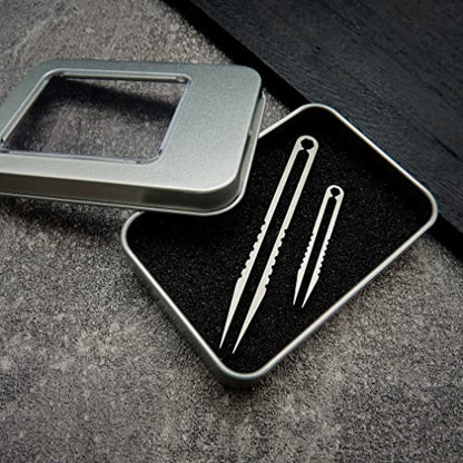 Canku 2pcs Mini Tweezers Portable Titanium Alloy EDC Survival Camping Outdoor Travel Tool(Silver) … - color: Silver