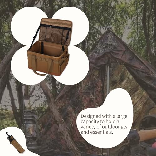 Tactical Camping Storage Bag, 30L Collapsible Bag with 3 Adjustable Dividers and handle, Heavy Duty Duffel for Outdoor Camping Travel Picnic