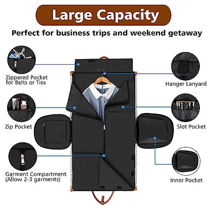 Convertible 2-in-1 Garment Bags for Travel, Carry On Garment Duffle Bag With Shoe Compartment Large Weekender Bag for Women Men Hanging Suitcase Suit Travel Duffel Overnight Bags 4pcs Set - color: F-Grey Leopard