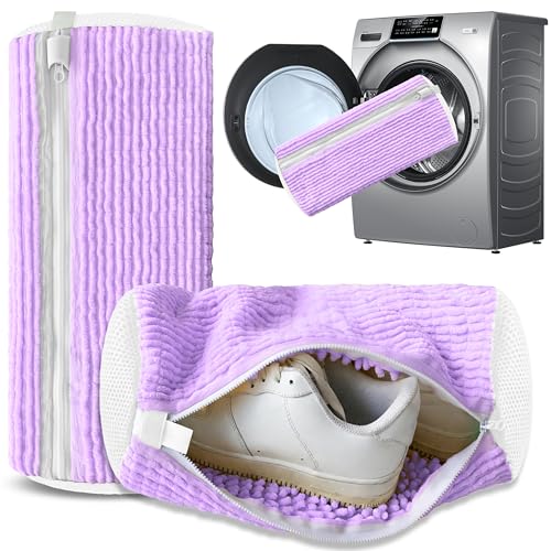 2Pcs Reusable Shoe Washing Machine Bag for Washer and Dryer:Free Up Hands, Prevent Deformation,shoe bag with Zipper Protection Design, Use for all Shoes,Sports Shoes - color: A3-Purple