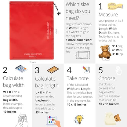 PALTERWEAR Drawstring Bag with Toggle - Nylon Cinch and Ditty Pouch Six-Pack (Red, 9 x 12 Inch, Set of 6) - color: Red, size: 9 x 12 Inch