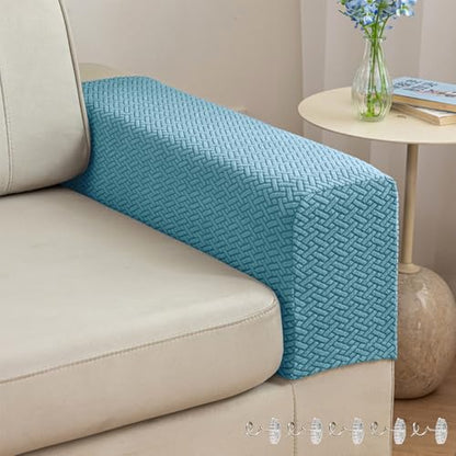 Yoovat Couch Arm Covers Sofa Arm Cover armrest Covers for Sofa Couch Armrest Cover Chair Arm Cover Set of 2 (Texture-Sea Blue,Large (Set of 2)) - color: Texture-sea Blue, size: Large (Set of 2)